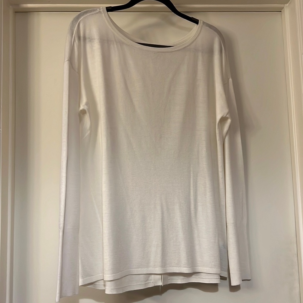 NYDJ Large Off-white Boatneck Sweater with Decorative Buttons on Back